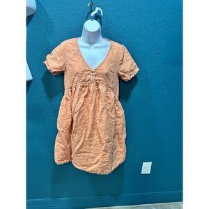 Cynthia Rowley 100% Linen Baby Doll Orange Dress XS‎